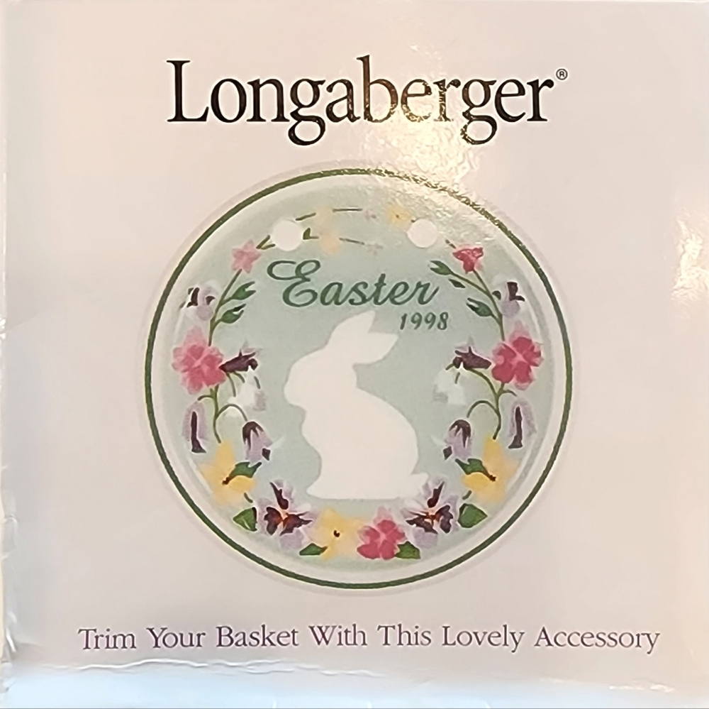 Vintage Longaberger Easter 1998 Basket Charm Tie-On Floral Bunny New In Box.